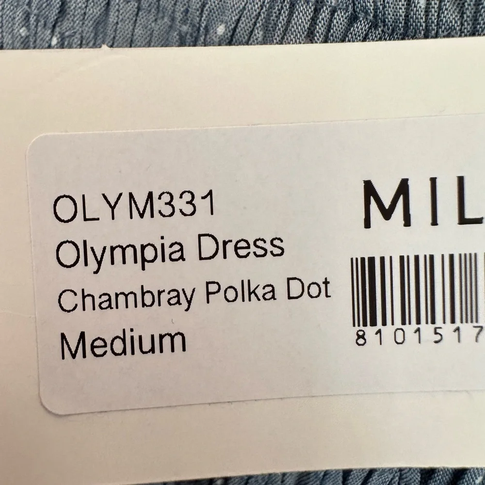 NEW Mille Olympia Dress. Chambray polka dot. M. NWT. - Picture 9 of 10